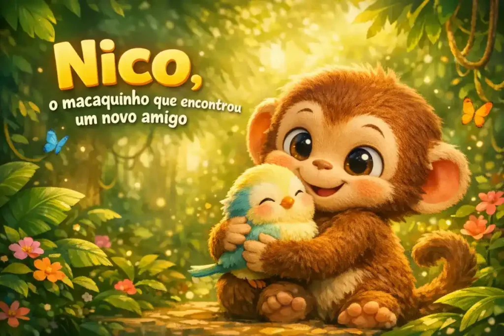 História infantil curta para ler: Nico, o macaquinho que encontrou um novo amigo