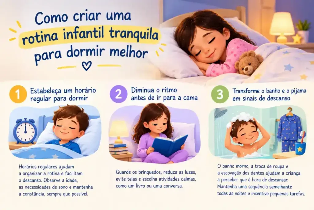 Como criar uma rotina infantil tranquila para dormir melhor