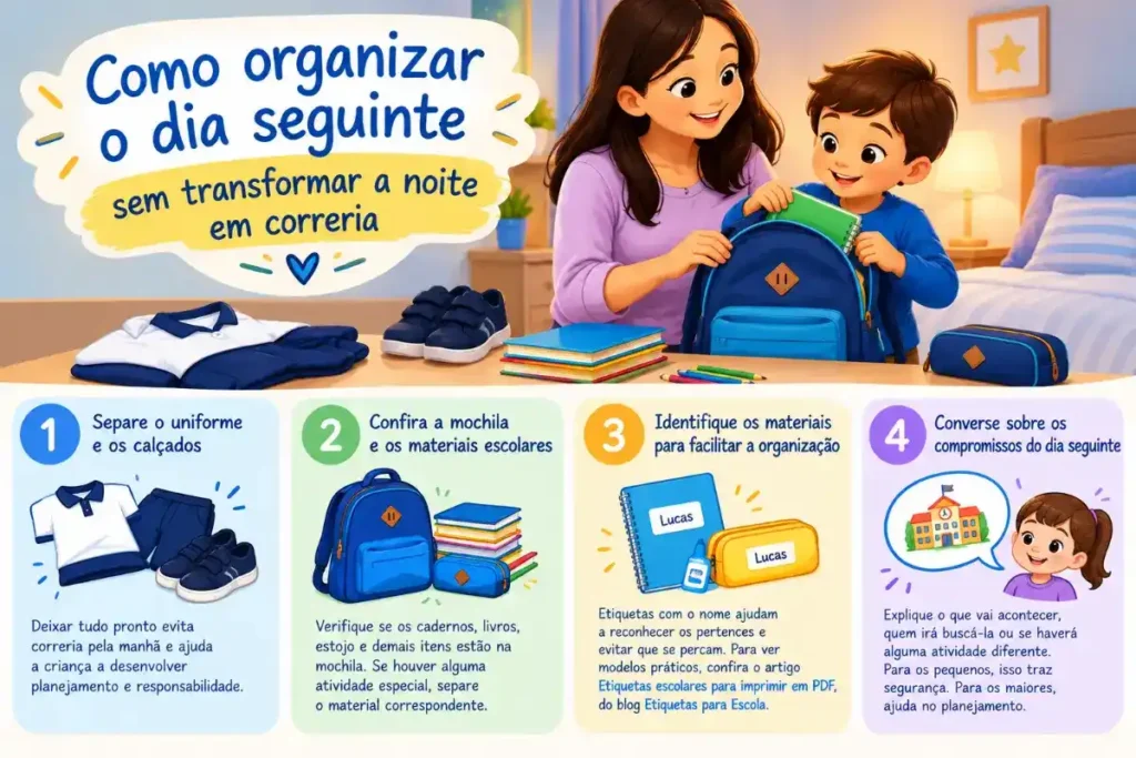 Como organizar o dia seguinte sem transformar a noite em correria