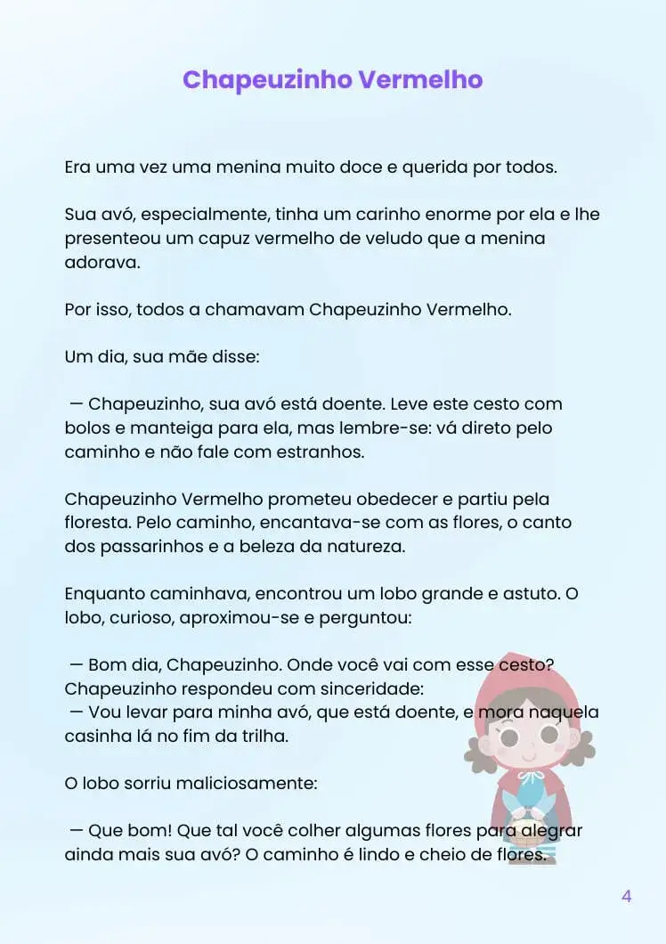 História Infantil Clássica Chepeuzinho Vermelho